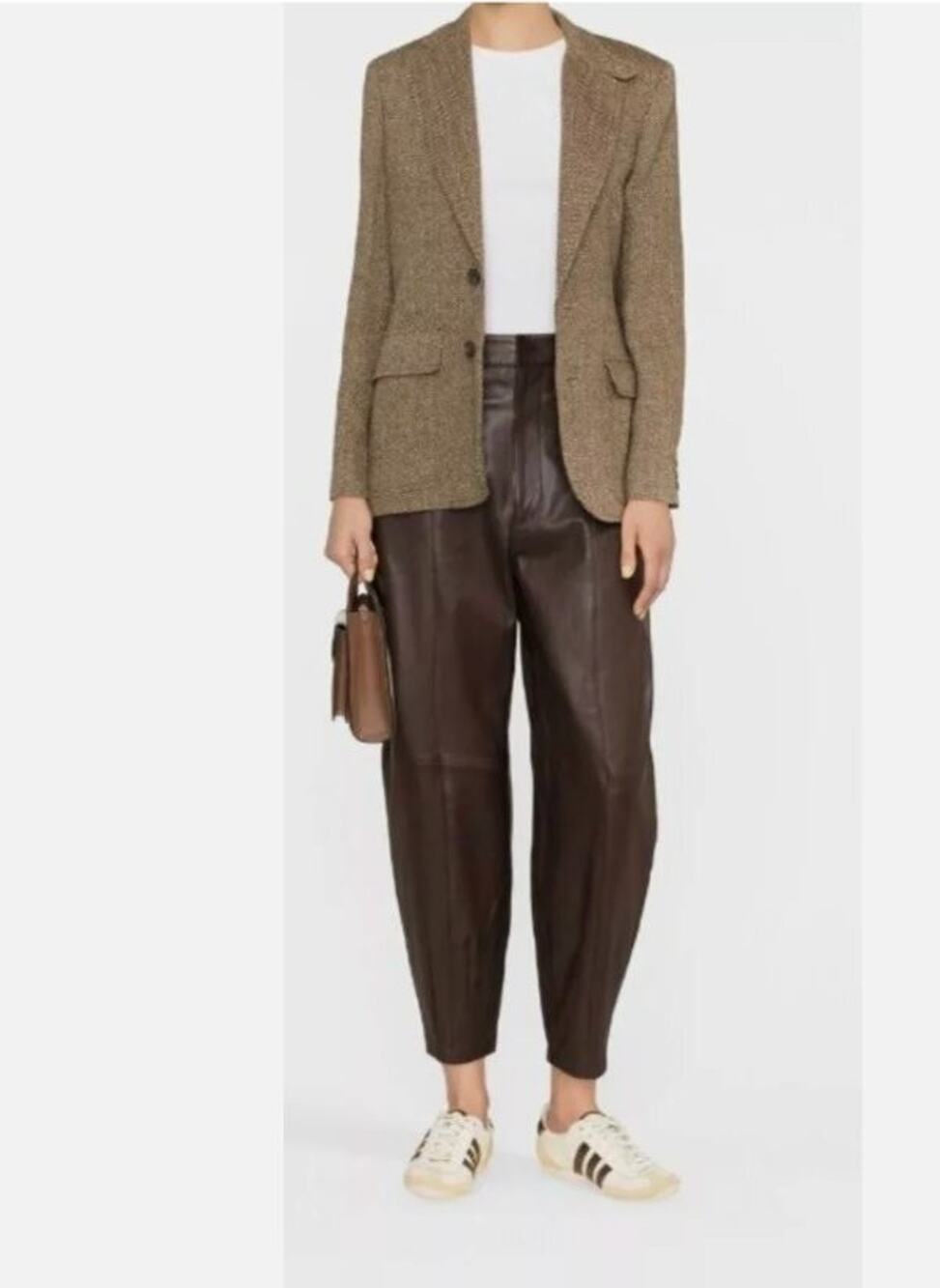 POLO RALPH LAUREN Sz 8 Brown Leather Tapered Ankle Pants NWT